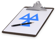 clipboard with mot icon in blue