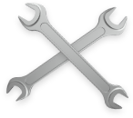 two wrenches crossed cutout
