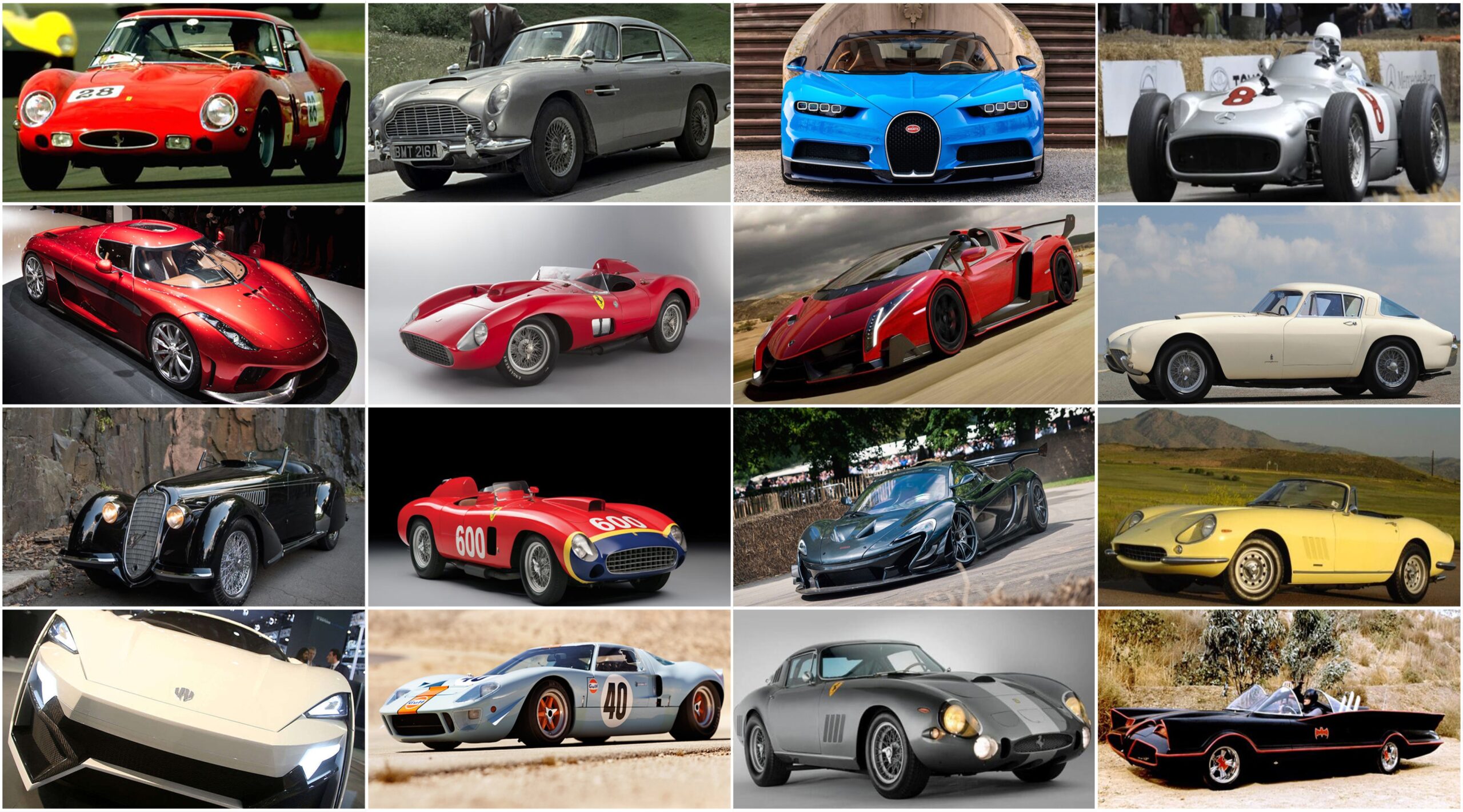 montage of supercars