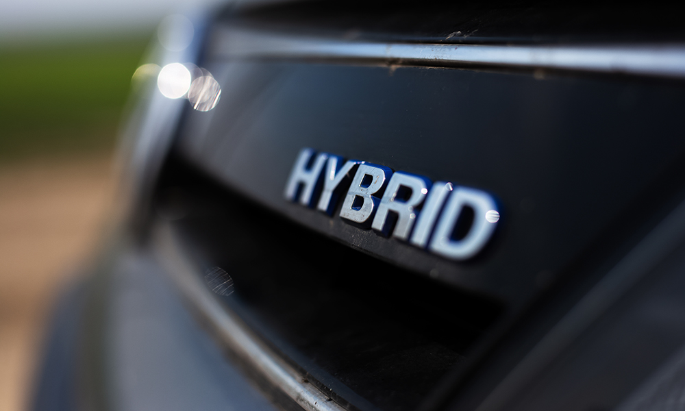 hybrid car badge