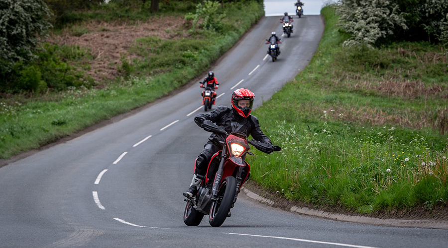 Motorbike riders on road