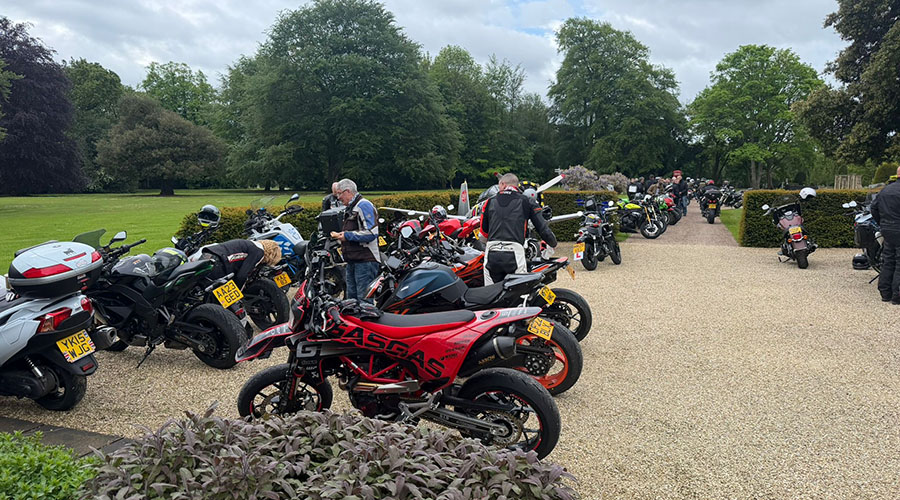 Motorbikes lined up.